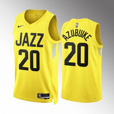 Utah Jazz #20 Udoka Azubuike Men's Yellow Nike NBA 2022-23 Icon Edition Jersey Men's